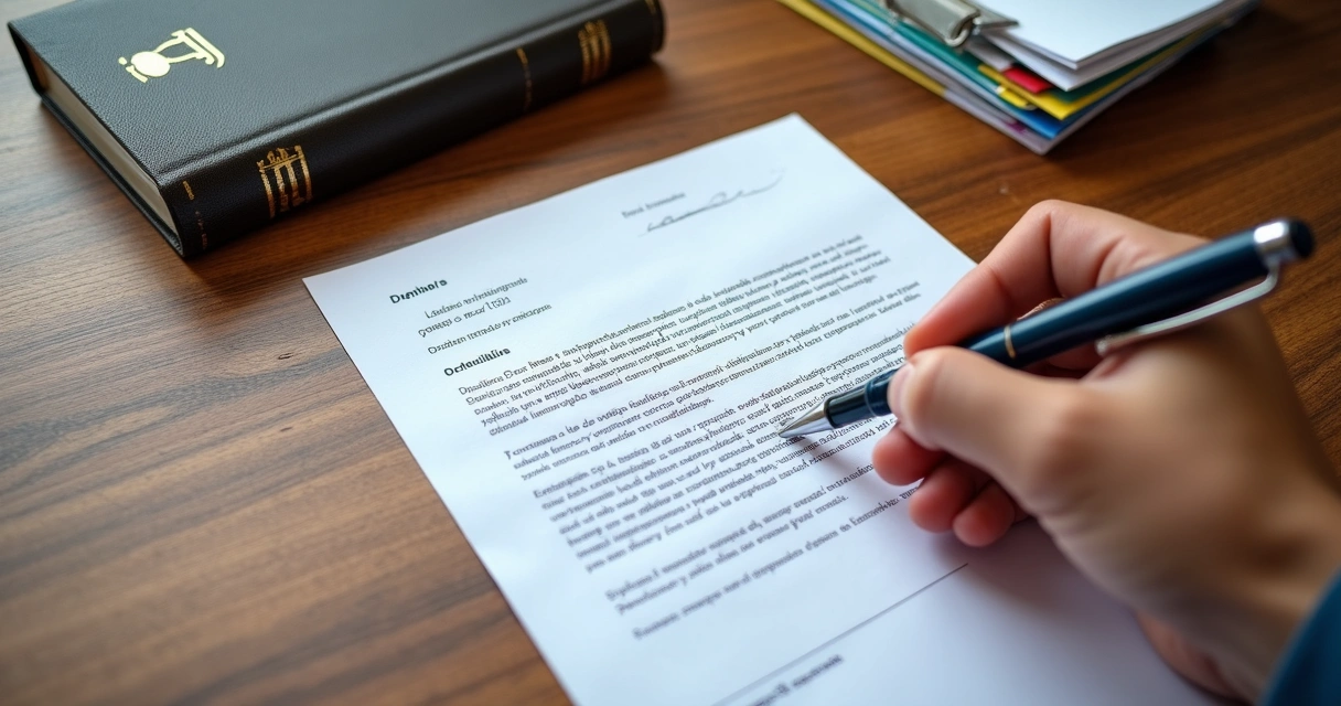 Carta de cobrança extrajudicial sendo assinada sobre mesa de escritório